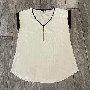 Express Women's Cream Blouse with Black Trim